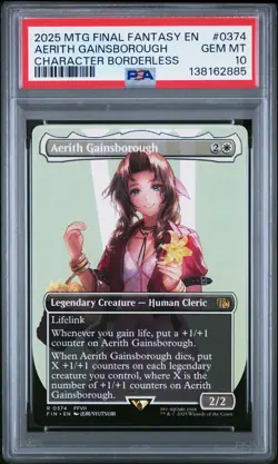 2025 MTG FINAL FANTASY CHARACTER BORDERLESS #0374 AERITH GAINSBOROUGH PSA 10 - Image 1