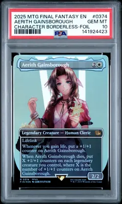 2025 MTG FINAL FANTASY CHARACTER BORDERLESS-FOIL AERITH GAINSBOROUGH PSA 10 - Image 1