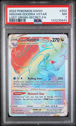 2022 POKEMON SWORD & SHIELD LOST ORIGIN #202 FULL ART/HISUIAN GOODRA VSTAR PSA 7 - Image 1