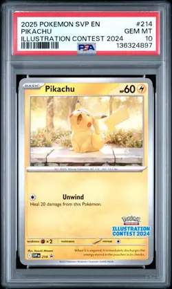 2025 POKEMON SVP EN-SV BLACK STAR PROMO ILLUSTRATION CONTEST 2024 PIKACHU PSA 10 - Image 1