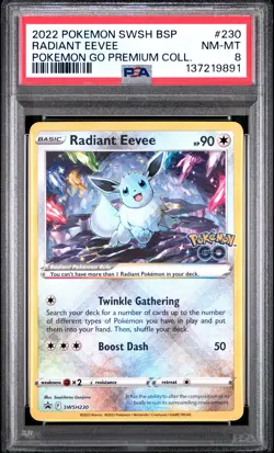 2022 POKEMON SWSH BLACK STAR PROMO #230 RADIANT EEVEE PSA 8 - Image 1
