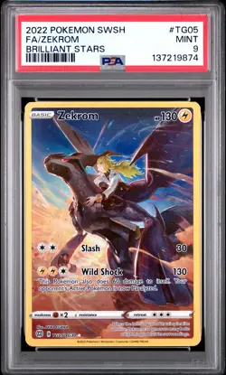 2022 POKEMON SWORD & SHIELD BRILLIANT STARS #TG05 FULL ART/ZEKROM PSA 9 - Image 1