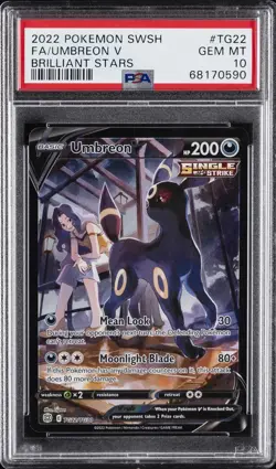 2022 POKEMON SWORD & SHIELD BRILLIANT STARS #TG22 FULL ART/UMBREON V PSA 10 - Image 1