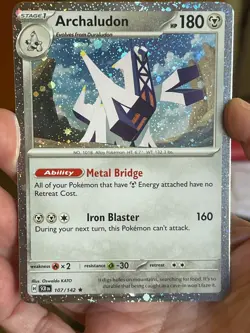 POKEMON ARCHALUDON #107/142 RARE COSMOS HOLOFOIL STELLAR CROWN NM CARD - Image 1