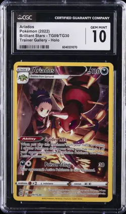 2022 POKEMON BRILLIANT STARS TRAINER GALLERY #09 ARIADOS CGC 10 GEM MINT - Image 1