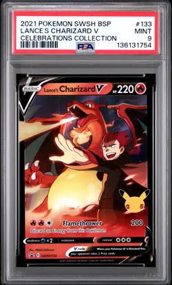 2021 POKEMON SWSH BLACK STAR PROMO CELEBRATIONS COLL LANCE'S CHARIZARD V PSA 9 - Image 1
