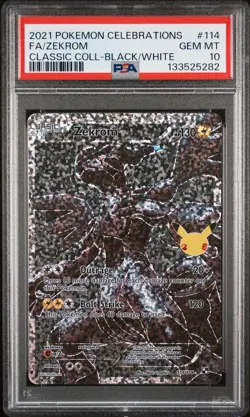 2021 POKEMON CELEBRATIONS CLASSIC COLLECTION #114 FULL ART/ZEKROM PSA 10 - Image 1