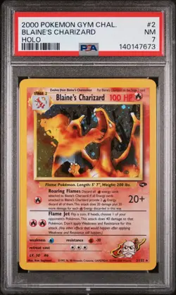 2000 POKEMON GYM CHALLENGE HOLO #2 BLAINE'S CHARIZARD PSA 7 - Image 1