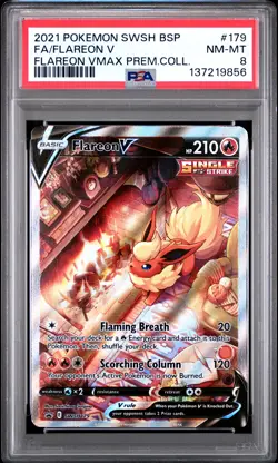2021 POKEMON SWSH VMAX PREMIUM COLLECTION FULL ART/FLAREON V PSA 8 - Image 1