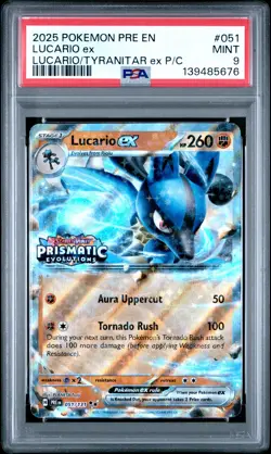 2025 POKEMON PRE EN-PRISMATIC EVOLUTIONS #051 LUCARIO EX PSA 9 - Image 1