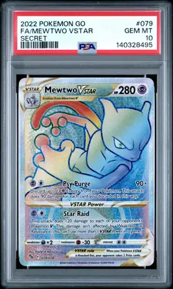 2022 POKEMON GO SECRET #079 FULL ART/MEWTWO VSTAR PSA 10 - Image 1