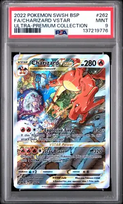 2022 POKEMON SWSH BLACK STAR PROMO #262 FULL ART/CHARIZARD VSTAR PSA 9 - Image 1