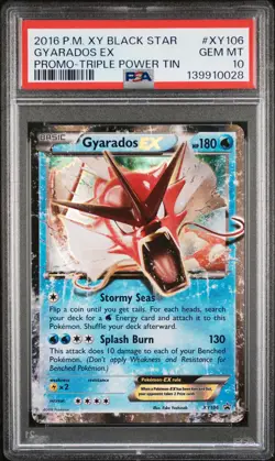 2016 POKEMON XY BLACK STAR PROMO TRIPLE POWER TIN #XY106 GYARADOS EX PSA 10 - Image 1