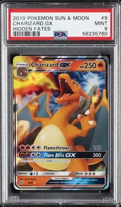 2019 POKEMON SUN & MOON HIDDEN FATES #9 CHARIZARD GX PSA 9 - Image 1