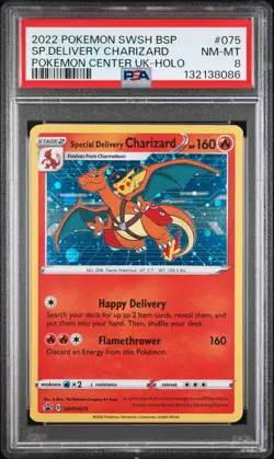 2022 POKEMON SWSH POKEMON CENTER UK #075 SPECIAL DELIVERY CHARIZARD-HOLO PSA 8 - Image 1