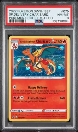 2022 POKEMON SWSH POKEMON CENTER UK #075 SPECIAL DELIVERY CHARIZARD-HOLO PSA 8 - Image 1