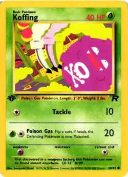 Pokemon TCG Koffing Team Rocket 58/82 1st Edition VLP - Image 1