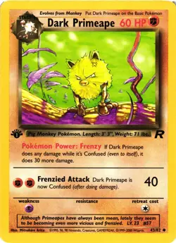 Pokemon TCG Dark Primeape 43/82 1st Edition Team Rocket LP - Image 1