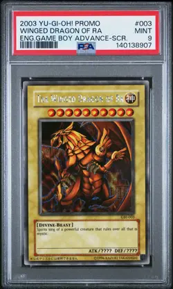2003 YU-GI-OH! PROMO GAME BOY ADVANCE-SECRET RARE THE WINGED DRAGON OF RA PSA 9 - Image 1