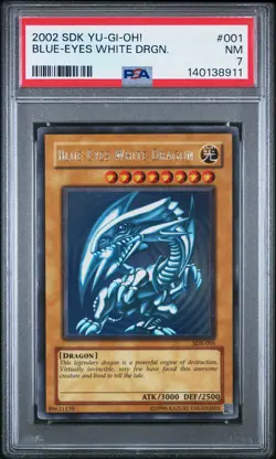 2002 YU-GI-OH! STARTER DECK: KAIBA #001 BLUE-EYES WHITE DRAGON PSA 7 - Image 1