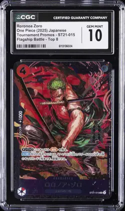 2025 ONE PIECE JPN TOURNAMENT PROMOS TOP 8 RORONOA ZORO CGC 10 GEM MINT - Image 1
