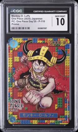 2025 ONE PIECE JPN PC: ONE PIECE DAY'25 PROMO MONKEY D. LUFFY CGC 10 GEM MINT - Image 1