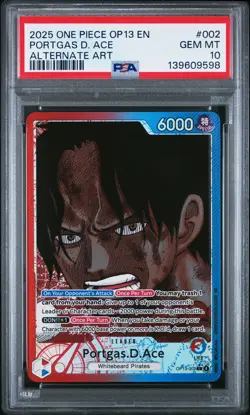 2025 ONE PIECE OP13-CARRYING ON HIS WILL ALTERNATE ART PORTGAS D. ACE PSA 10 - Image 1