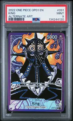 2022 ONE PIECE OP01-ROMANCE DAWN ALTERNATE ART #091 KING PSA 9 - Image 1