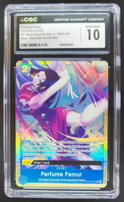 2025 ONE PIECE CCG PERFUME FEMUR RARE ALT ART OP07-057 CGC 10 B PT - Image 1