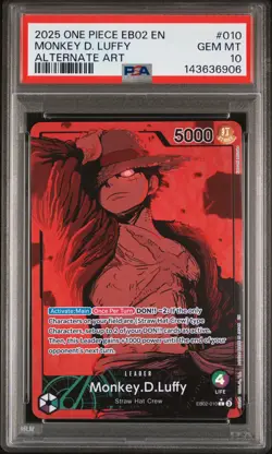 2025 ONE PIECE EB02-ANIME 25TH COLLECTION ALT ART #010 MONKEY D. LUFFY PSA 10 - Image 1