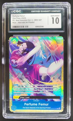 2025 ONE PIECE CCG PERFUME FEMER RARE ALTERNATE ART OP07-057 CGC 10 D PT - Image 1