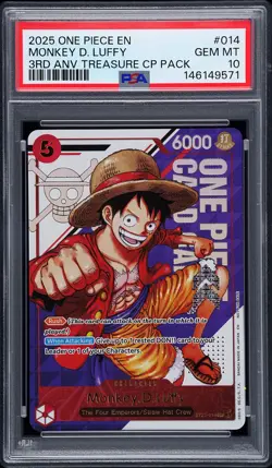 2025 ONE PIECE 3RD ANNIVERSARY! TREASURE CAMPAIGN PACK MONKEY D. LUFFY PSA 10 - Image 1