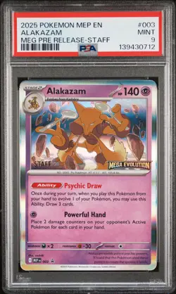 2025 POKEMON MEP EN-ME BLACK STAR PROMO #003 ALAKAZAM PSA 9 - Image 1
