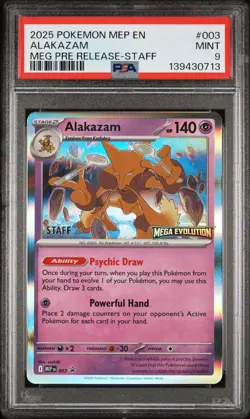 2025 POKEMON MEP EN-ME BLACK STAR PROMO #003 ALAKAZAM PSA 9 - Image 1