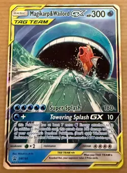 Magikarp & Wailord GX SM166 Sun & Moon Tag Team Alt Art Promo Pokemon Card NM - Image 1