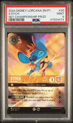 2024 DISNEY LORCANA EN P1-PROMO #30 STITCH ROCK STAR PSA 9 - Image 1