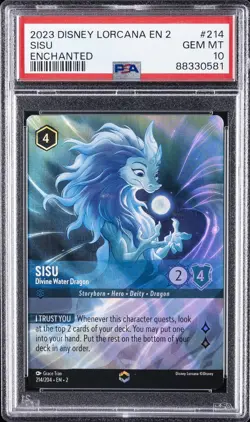 2023 DISNEY LORCANA EN 2-ENCHANTED SISU DIVINE WATER DRAGON PSA 10 - Image 1