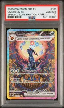 2025 POKEMON PRISMATIC EVOLUTIONS ILLUSTRATION RARE #161 UMBREON EX PSA 10 - Image 1