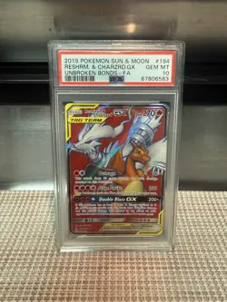 PSA 10 GEM MINT Reshiram & Charizard GX Double Blaze Japanese Pokemon 096/095 - Image 1