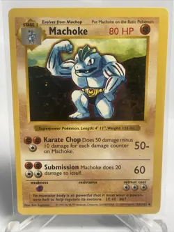 NEAR MINT! Shadowless Machoke (34/102) Base Set Pokemon Card, WOTC 1999 - Image 2