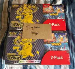 LOT OF 2 Pokemon Surging Sparks ETB + Booster Bundle Costco 2-pack Sealed - Image 1