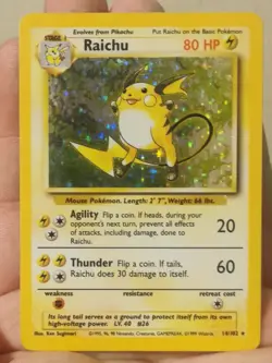 Raichu Holo Rare 14/102 Base Set WOTC 1999 Vintage Pokemon Card LP/MP Condition - Image 1