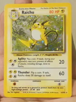 Raichu Holo Rare 14/102 Base Set WOTC 1999 Vintage Pokemon Card LP/MP Condition - Image 2