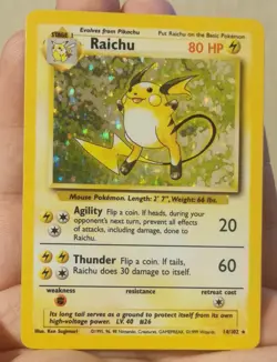 Raichu Holo Rare 14/102 Base Set WOTC 1999 Vintage Pokemon Card LP/MP Condition - Image 3