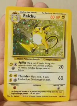 Raichu Holo Rare 14/102 Base Set WOTC 1999 Vintage Pokemon Card LP/MP Condition - Image 4