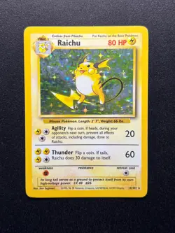 Raichu Holo Rare 14/102 Base Set WOTC 1999 Vintage Pokemon Card LP/MP Condition - Image 1