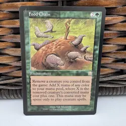 Vintage 1999 Magic The Gathering Food Chain Mercadian Masques Rare Green Card - Image 1