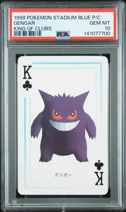 1998 POKEMON STADIUM BLUE VERSION PLAYING CARDS KING OF CLUBS GENGAR PSA 10 - Image 1