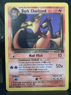 Pokemon TCG Dark Charizard 21/82 Rocket Non-Holo Rare Card LP Ken Sugimori - Image 1