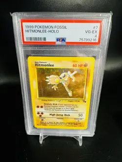 Pokemon TCG Hitmonlee Fossil Holo Rare PSA 4 7/62 1999 English Card Stock - Image 1